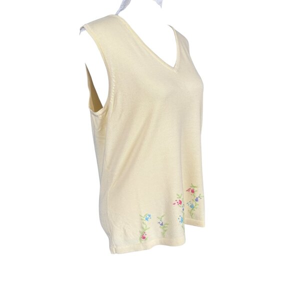 Paul Harris Design yellow floral sleeveless soft stretchy tank top size large - Picture 2 of 9